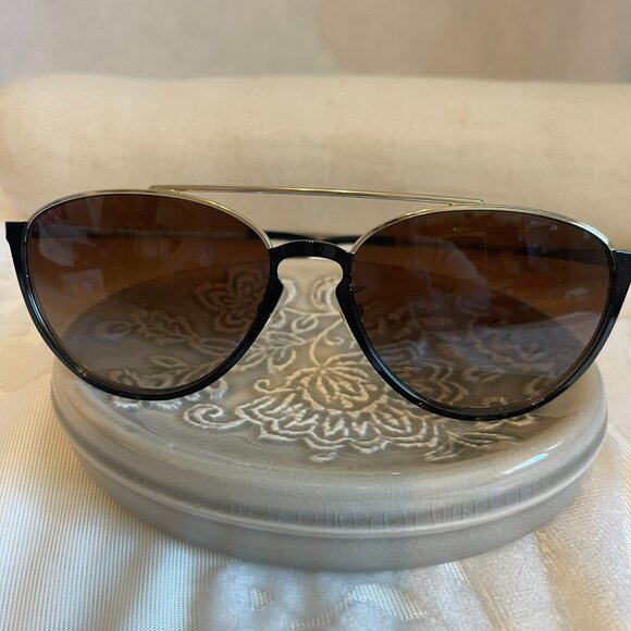 Tory Burch Accessories - Tory Burch TY6075 Women's Metal Aviator Sunglass 328213 Shiny Black 58-16